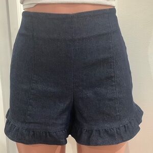 STATE Ruffle Hem Dark‎ Denim Shorts
